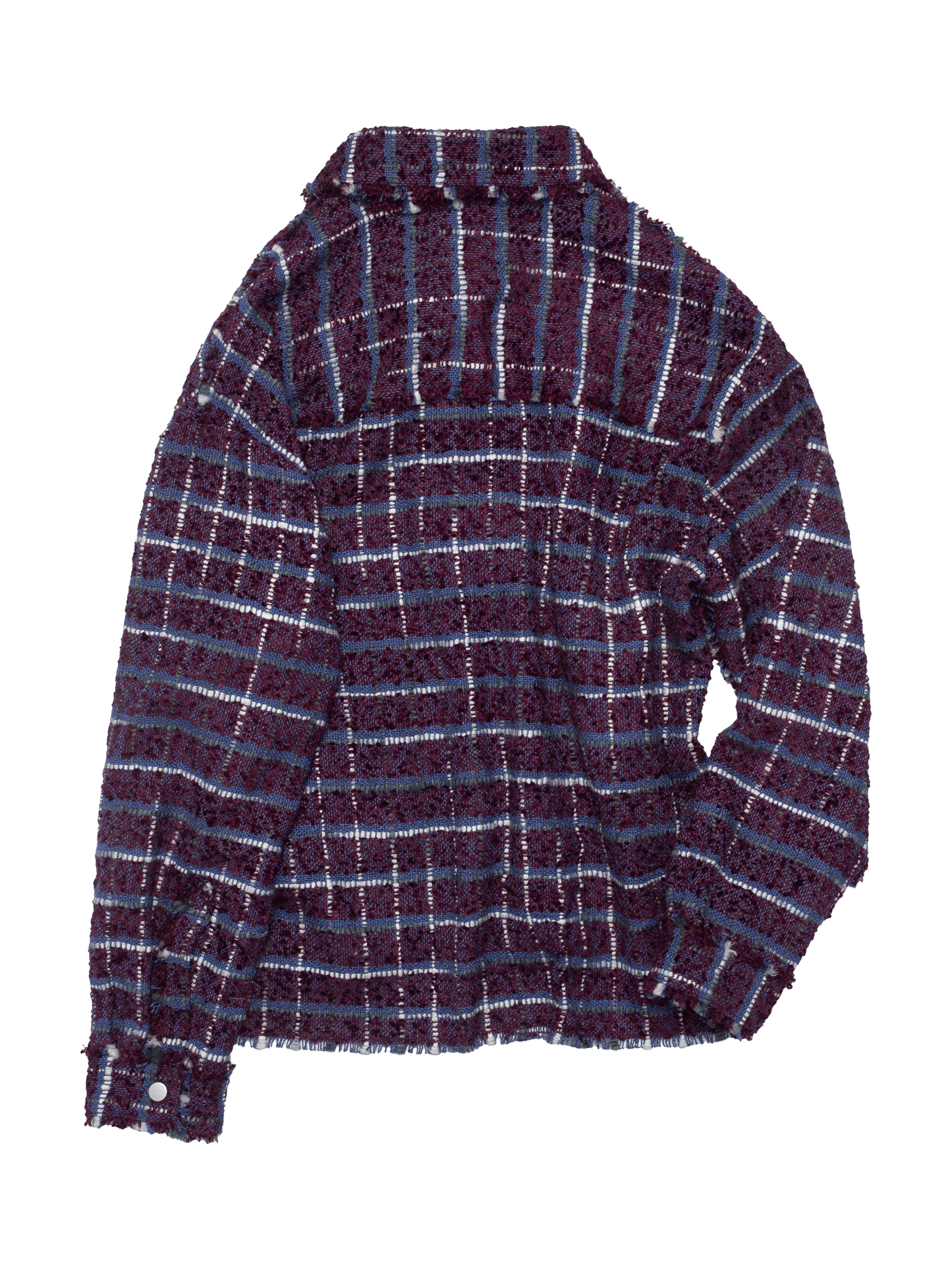 Purple Oversized Raw Cut Tweed Shirt