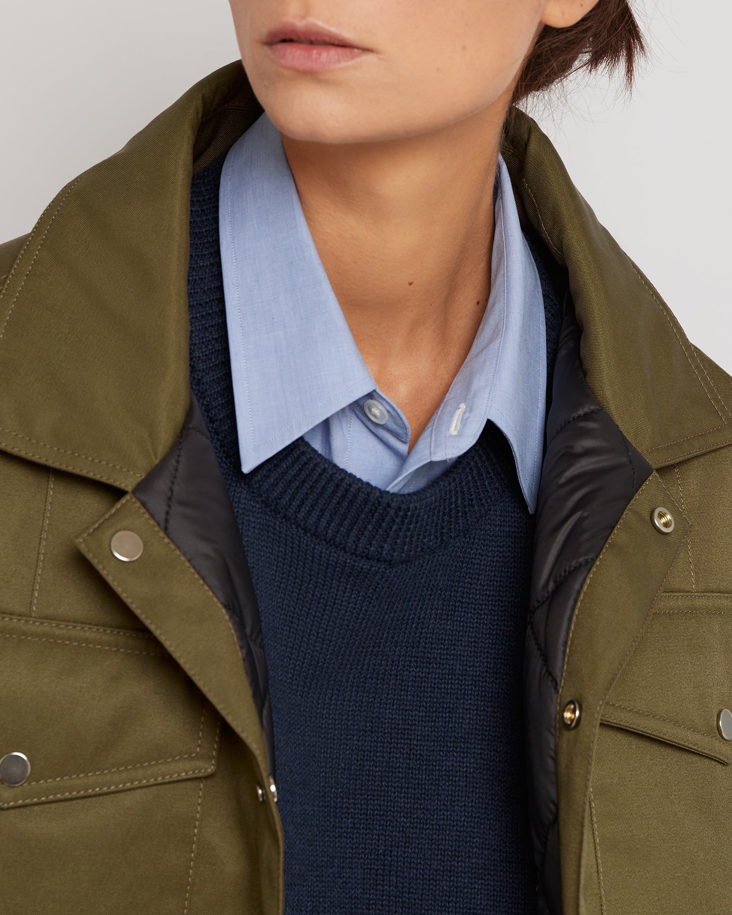 アイリスブルー クルーネック コットンセーター