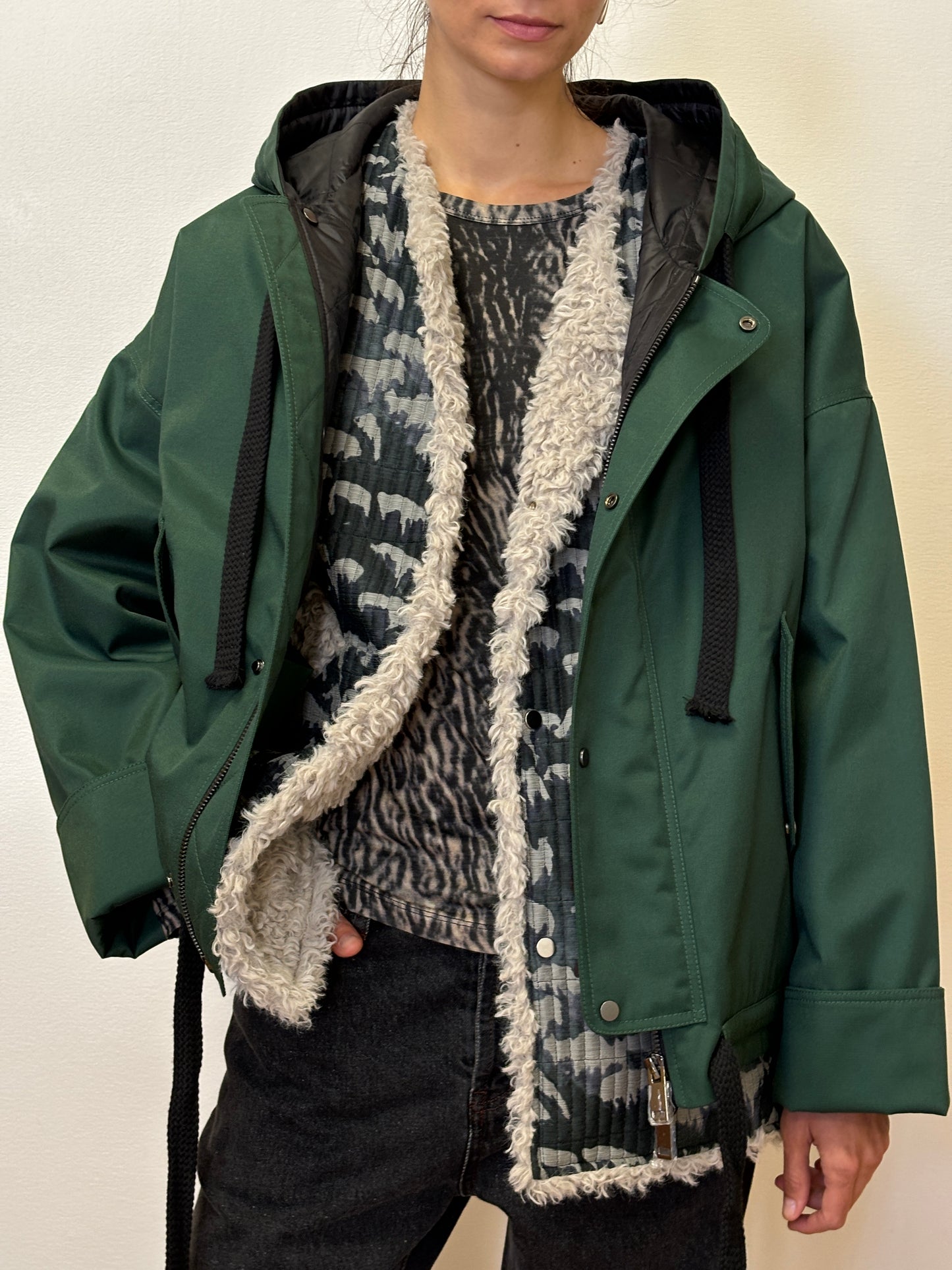 Pine Green Oversized Hooded Jacket
