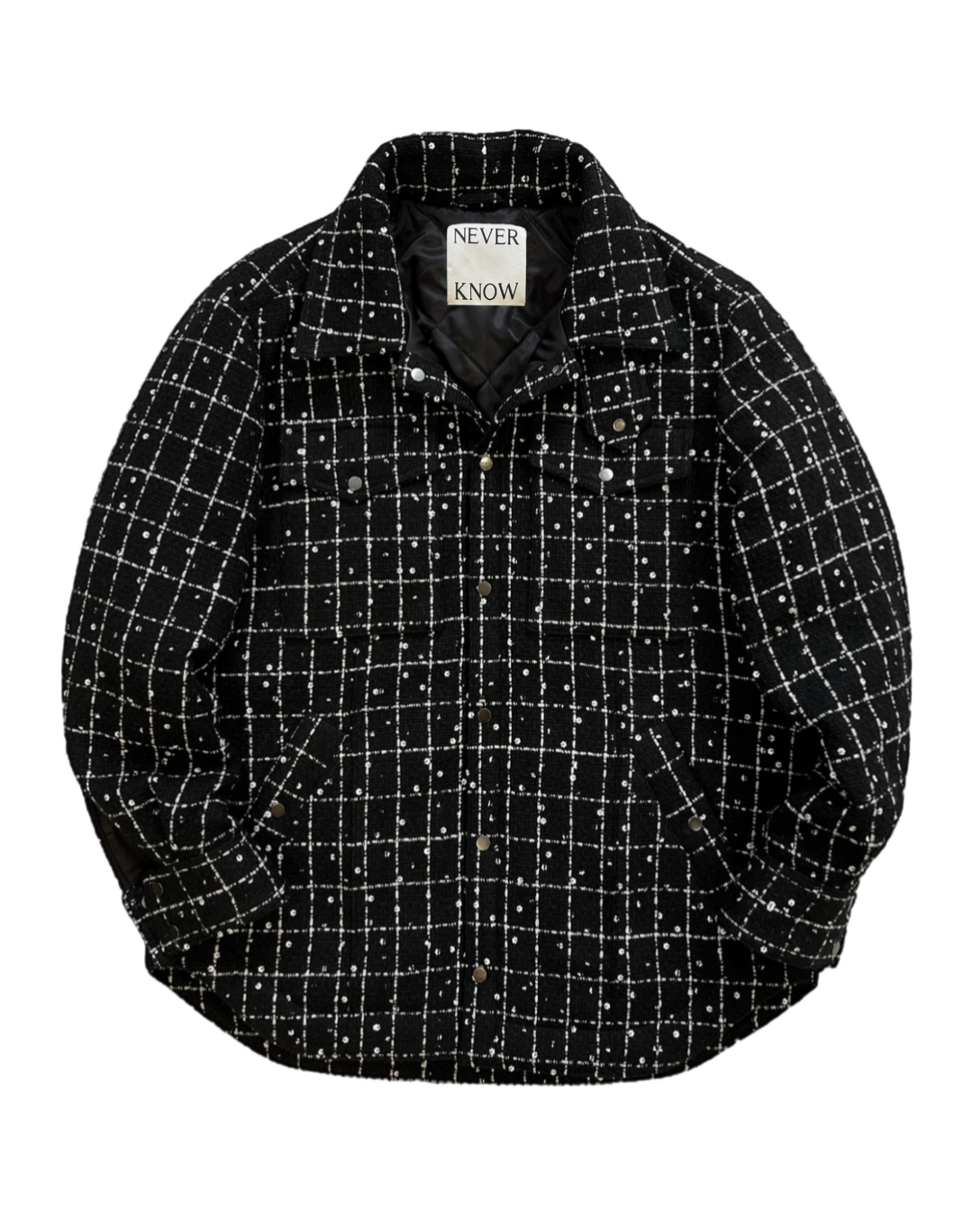 Black & White Check Tweed Oversized Shirt Jacket – NEVER KNOW