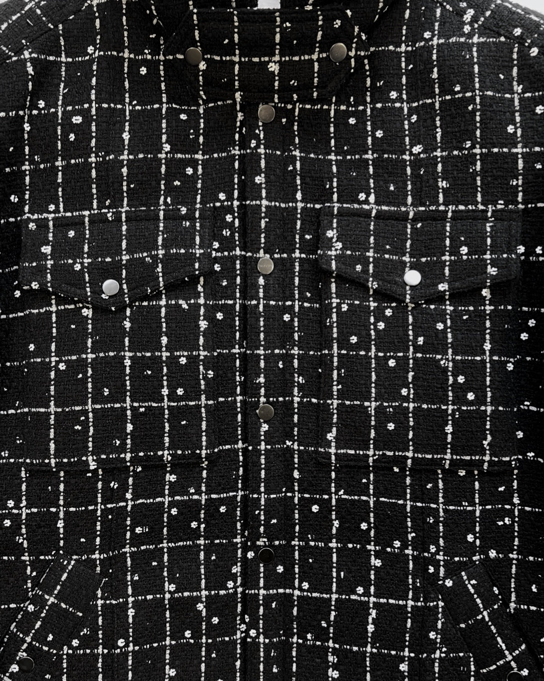 ブラック&ホワイトチェックツイードオーバーサイズシャツジャケット