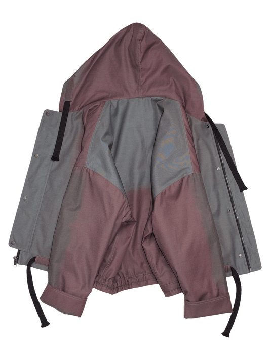 ブルーアブストラクトオーバーサイズフードジャケット