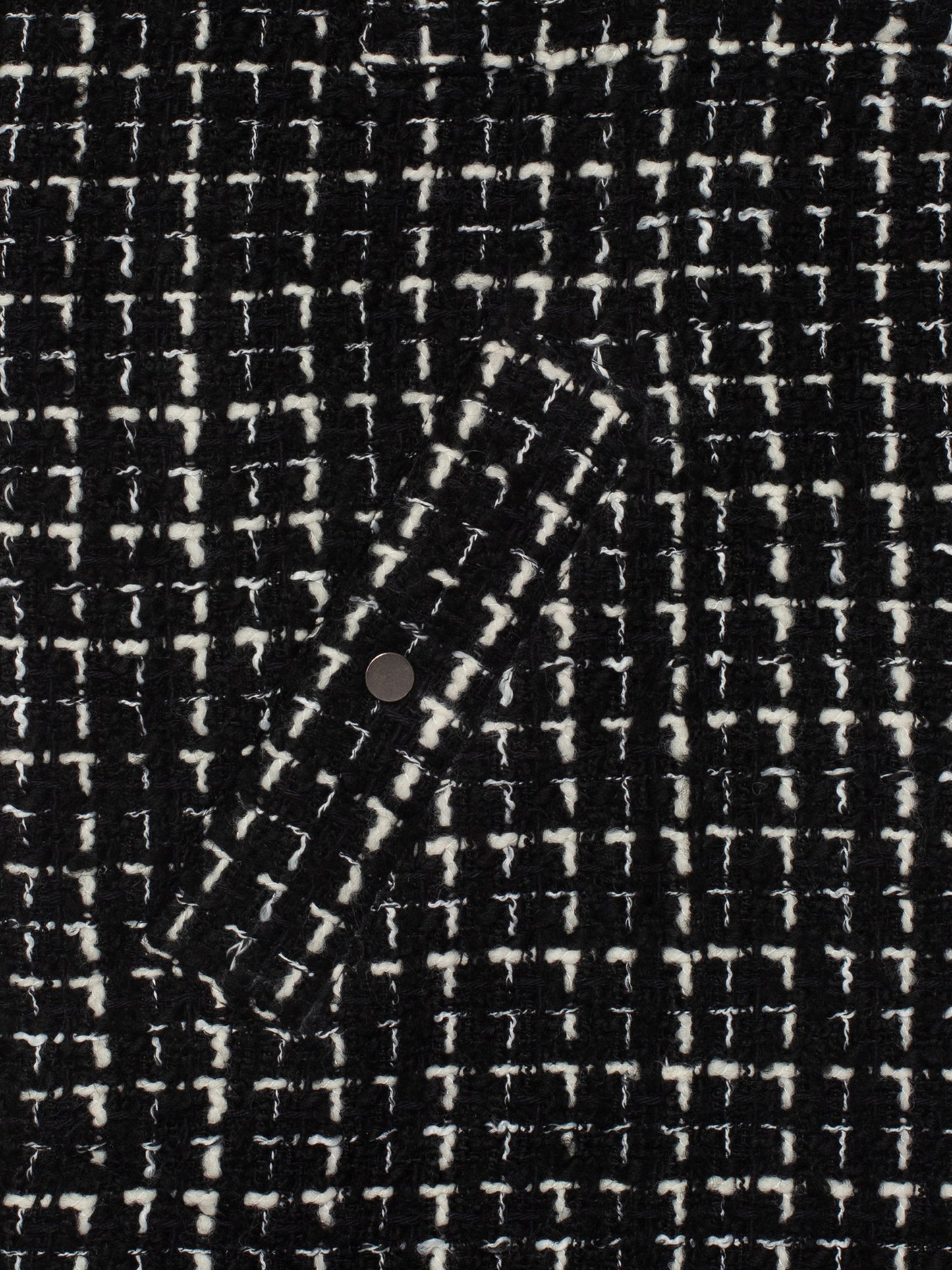 Black & White Tweed Oversized Shirt Jacket with Faux Fur