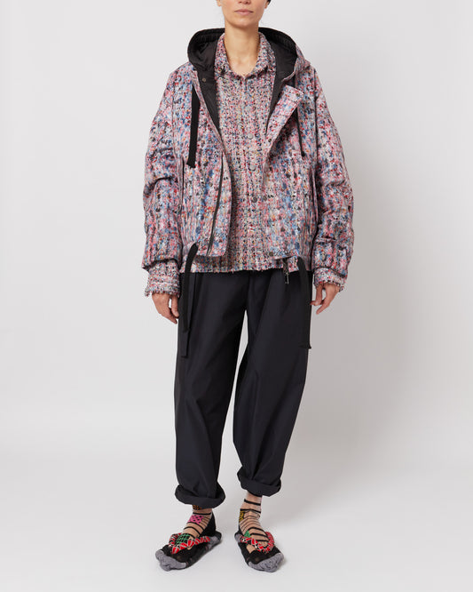 Trompe L'oeil Lilac Tweed Oversized Hooded Jacket