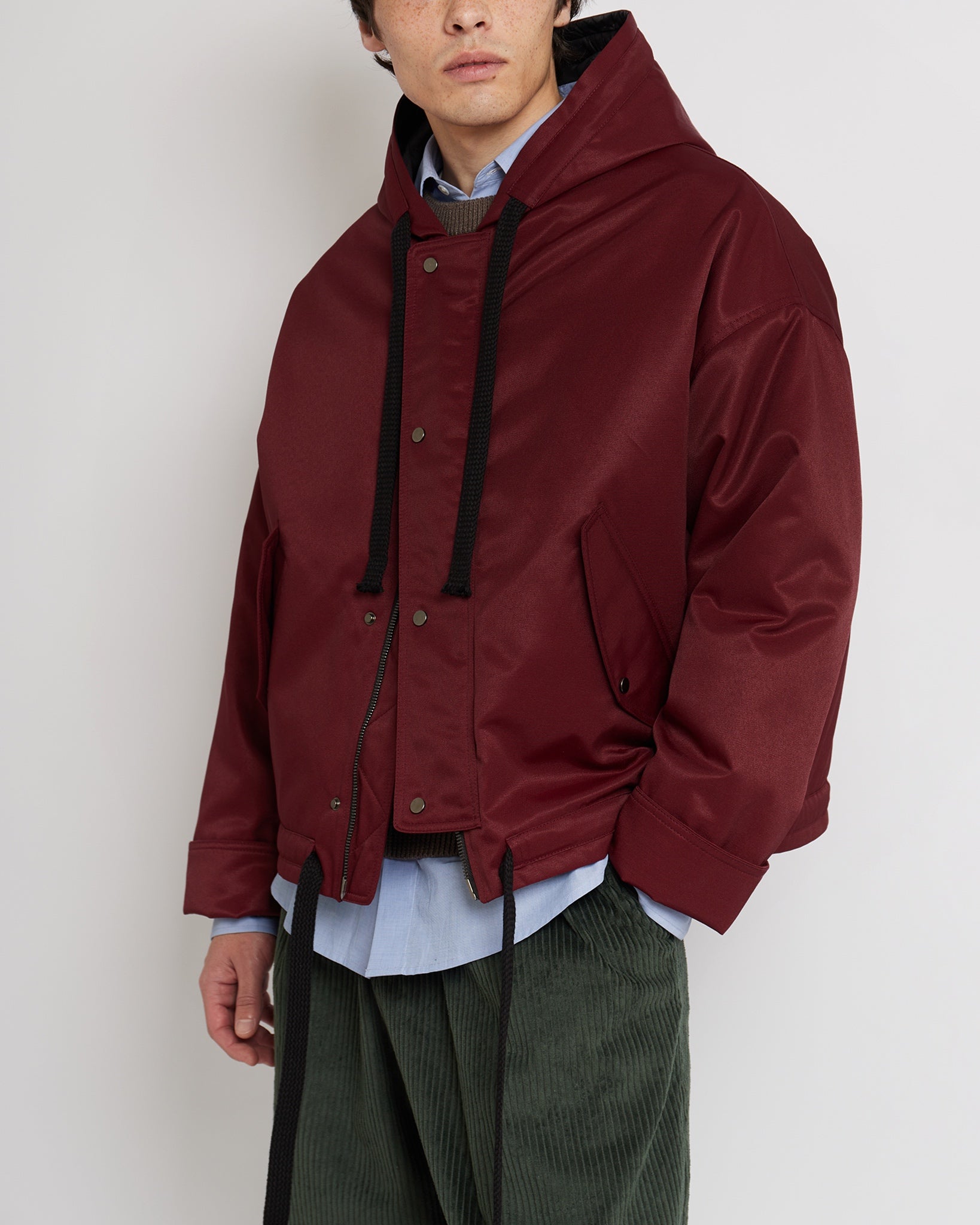 Burgundy Oversized Hooded Jacket