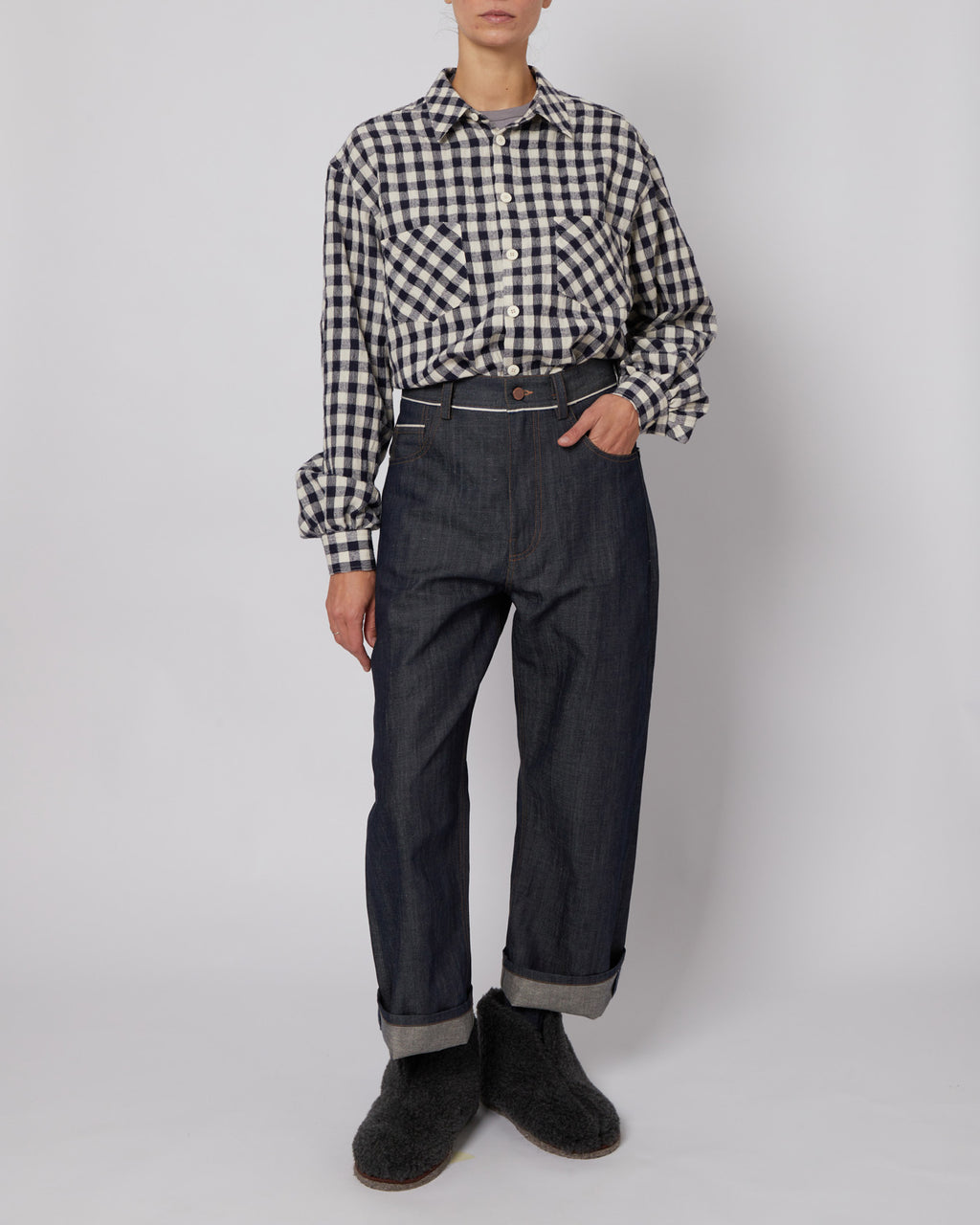 Navy & Bone Medium Plaid Flannel Shirt