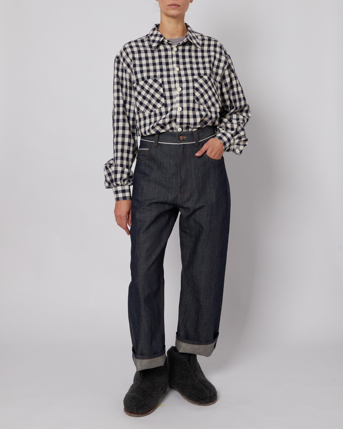 Navy & Bone Medium Plaid Flannel Shirt