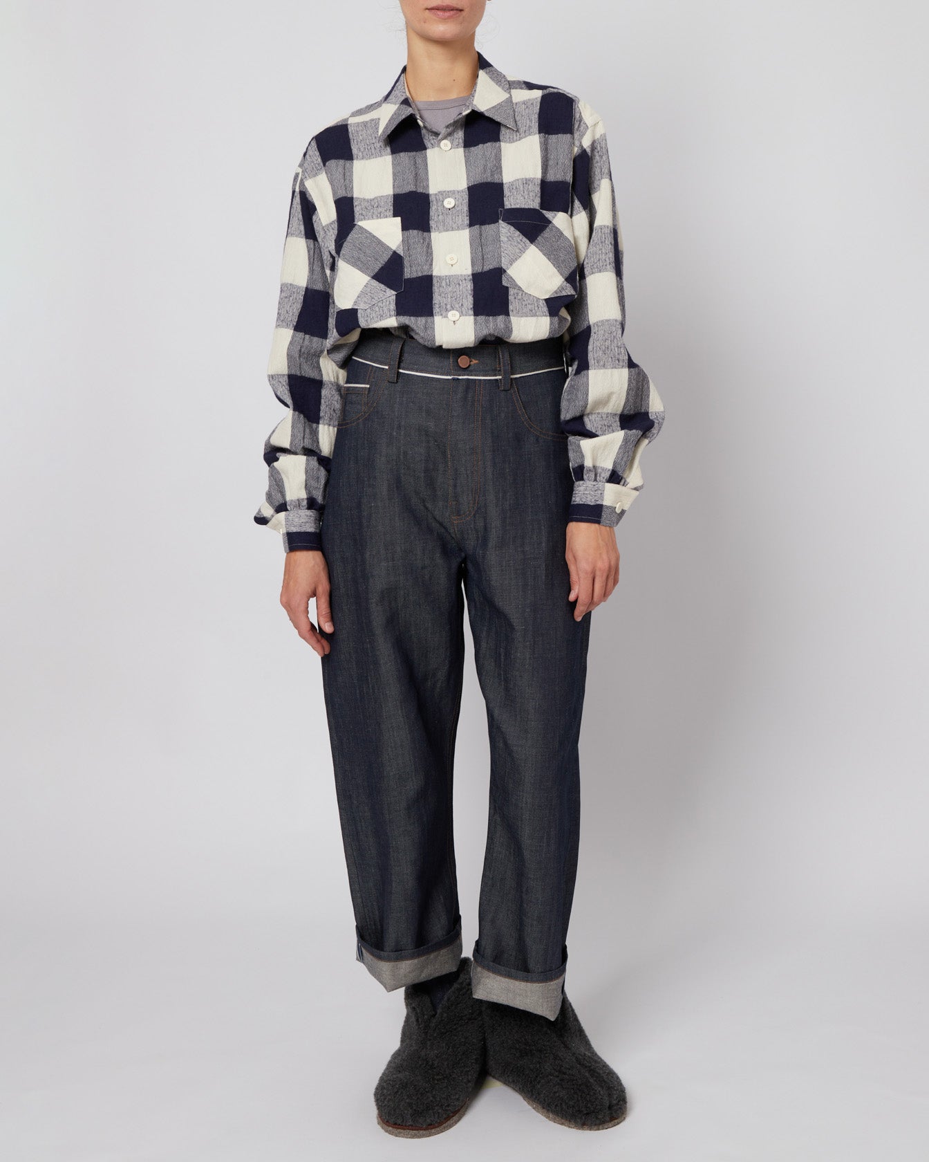 Navy & Bone Large Plaid Flannel Shirt