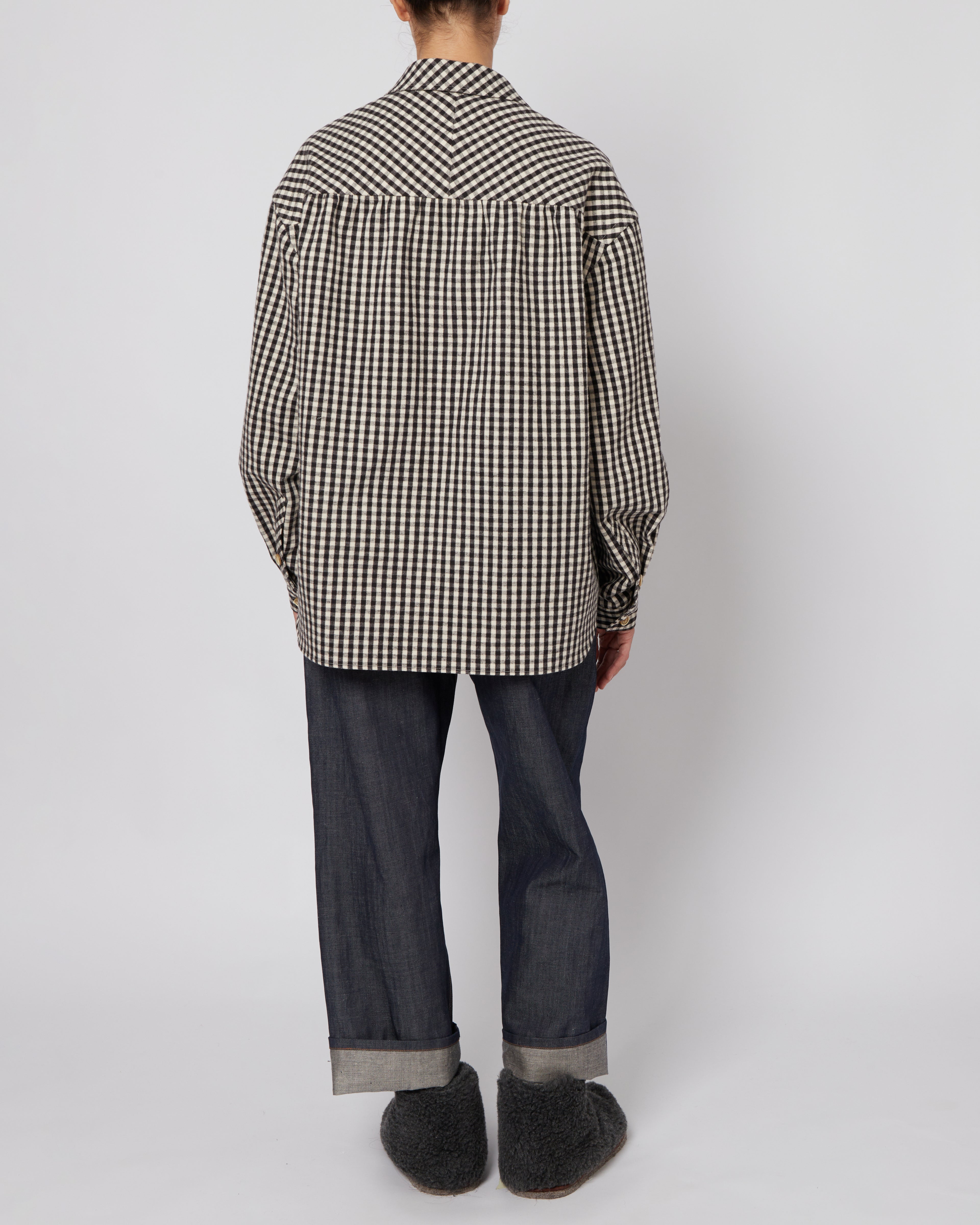 Black & White Small Plaid Flannel Shirt