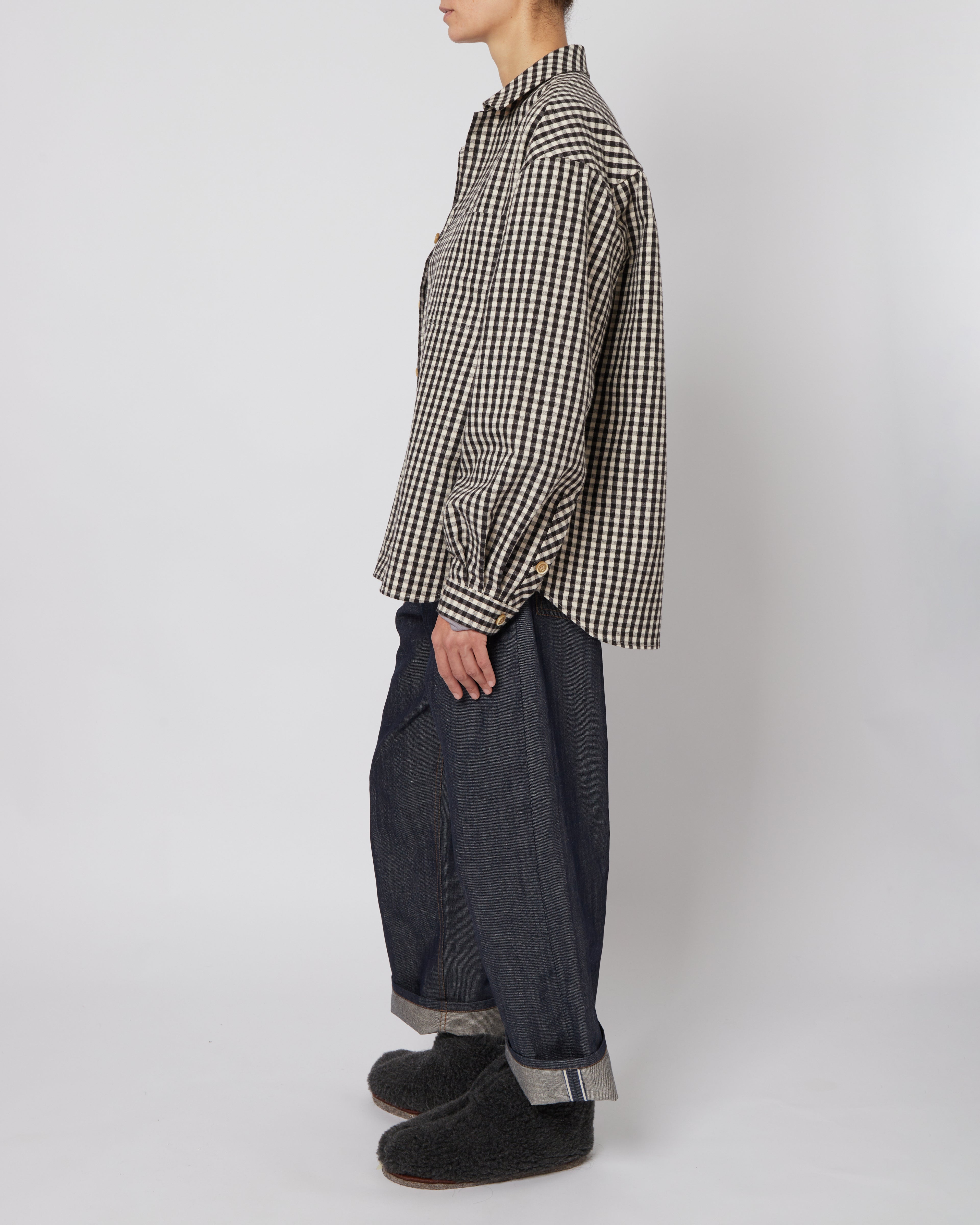 Black & White Small Plaid Flannel Shirt