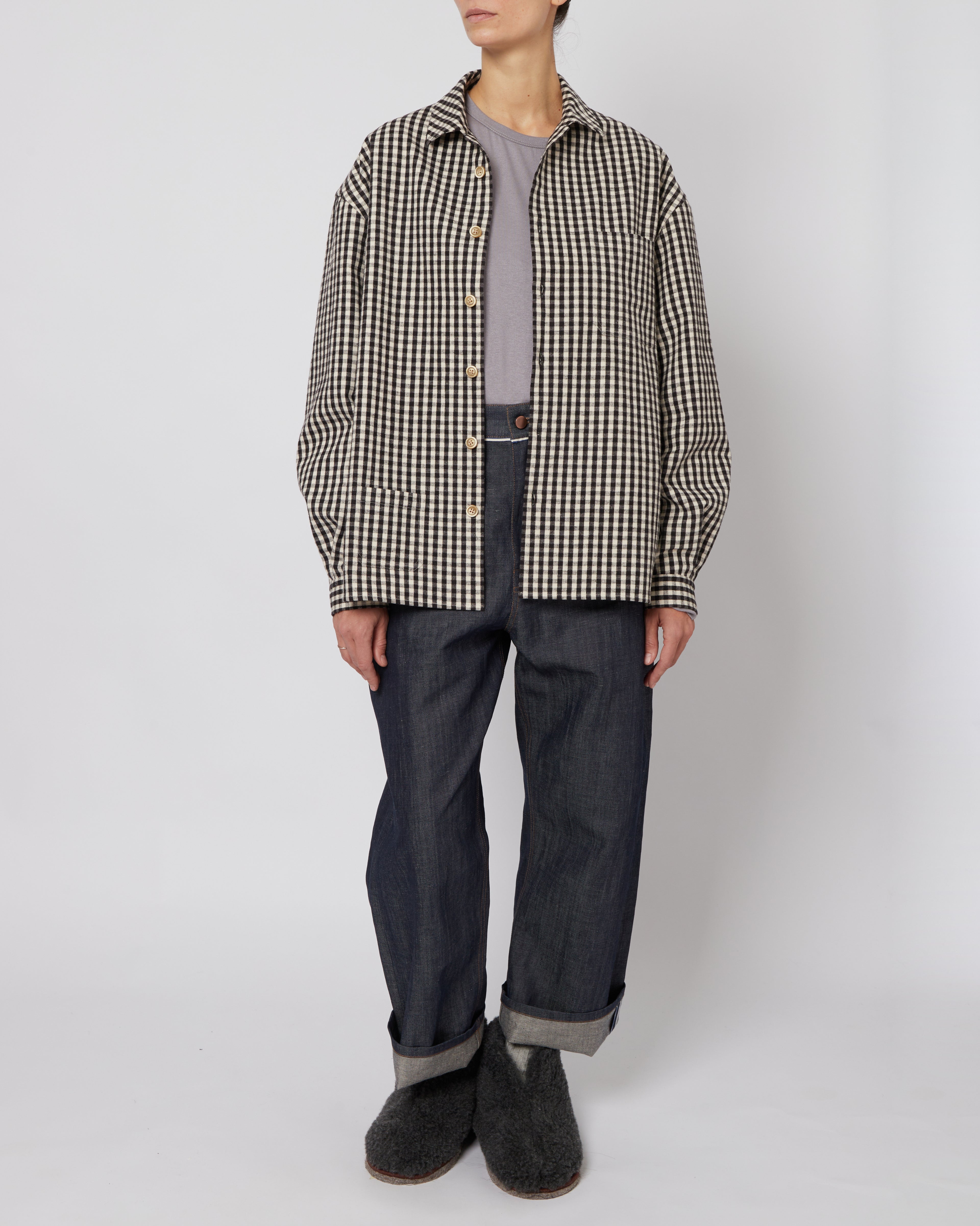 Black & White Small Plaid Flannel Shirt