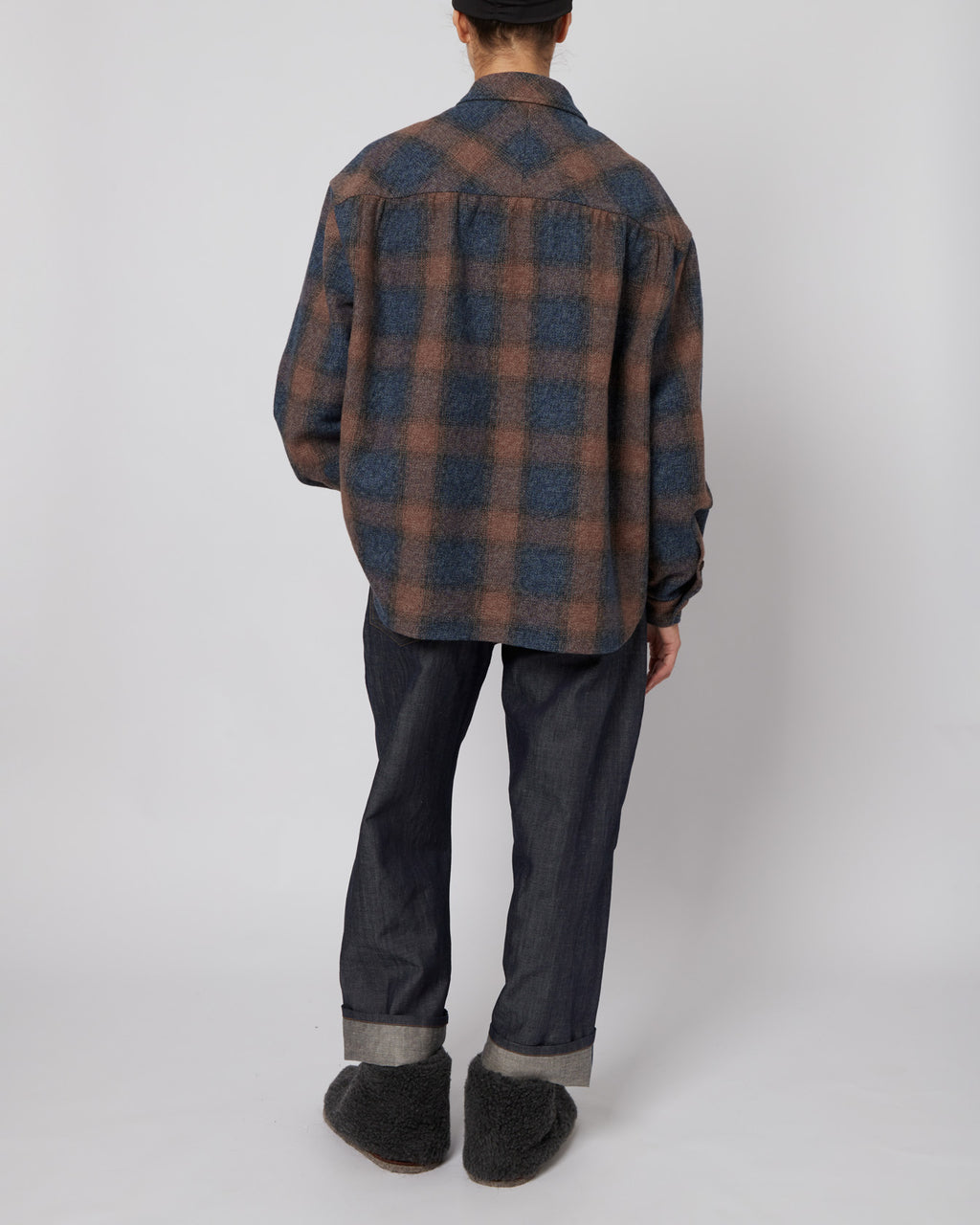 Navy & Terracota Plaid Flannel Shirt