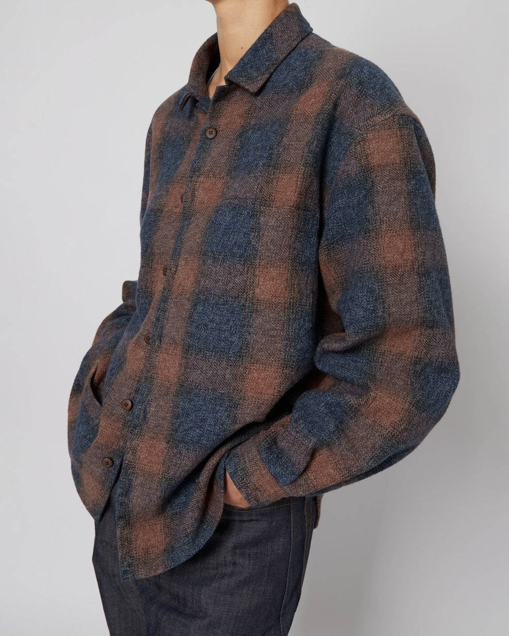 Navy & Terracota Plaid Flannel Shirt