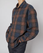 Navy & Terracota Plaid Flannel Shirt
