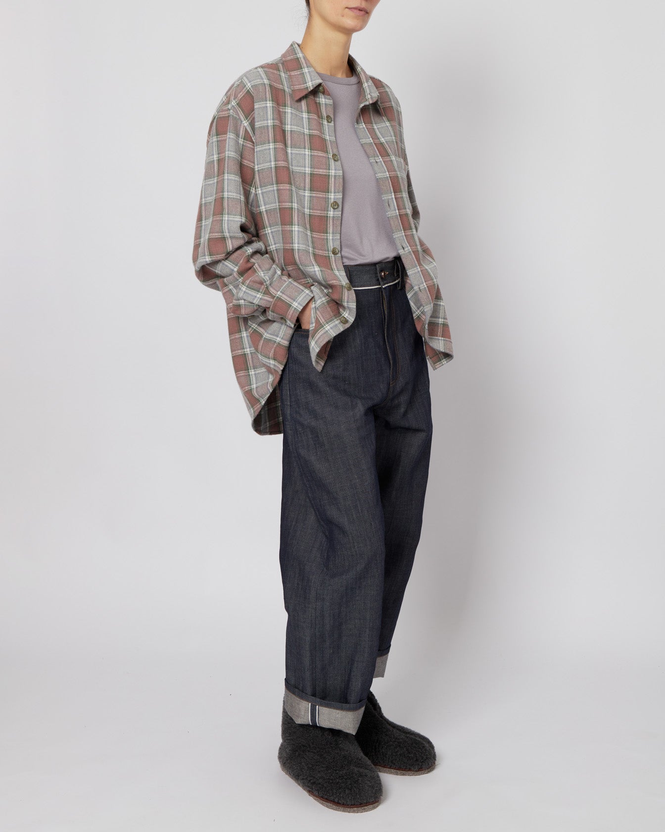 Brick & Grey Plaid Flannel Shirt