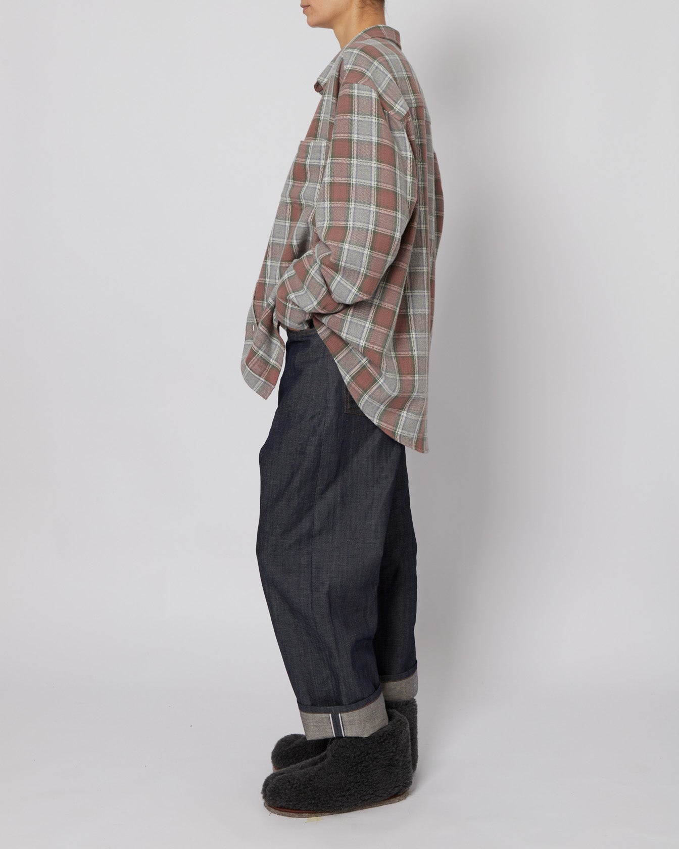 Brick & Grey Plaid Flannel Shirt