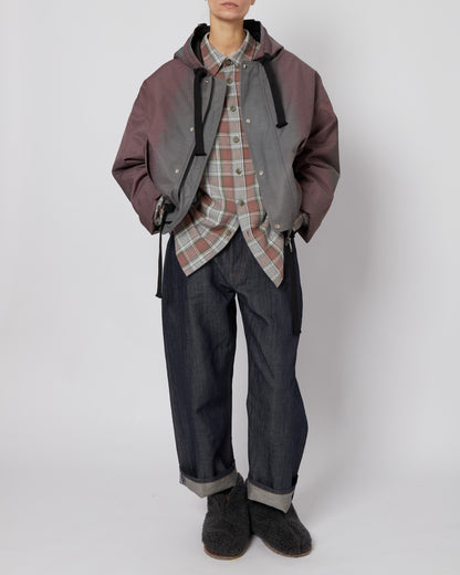 Brown and Green Abstract Oversized Hooded Jacket