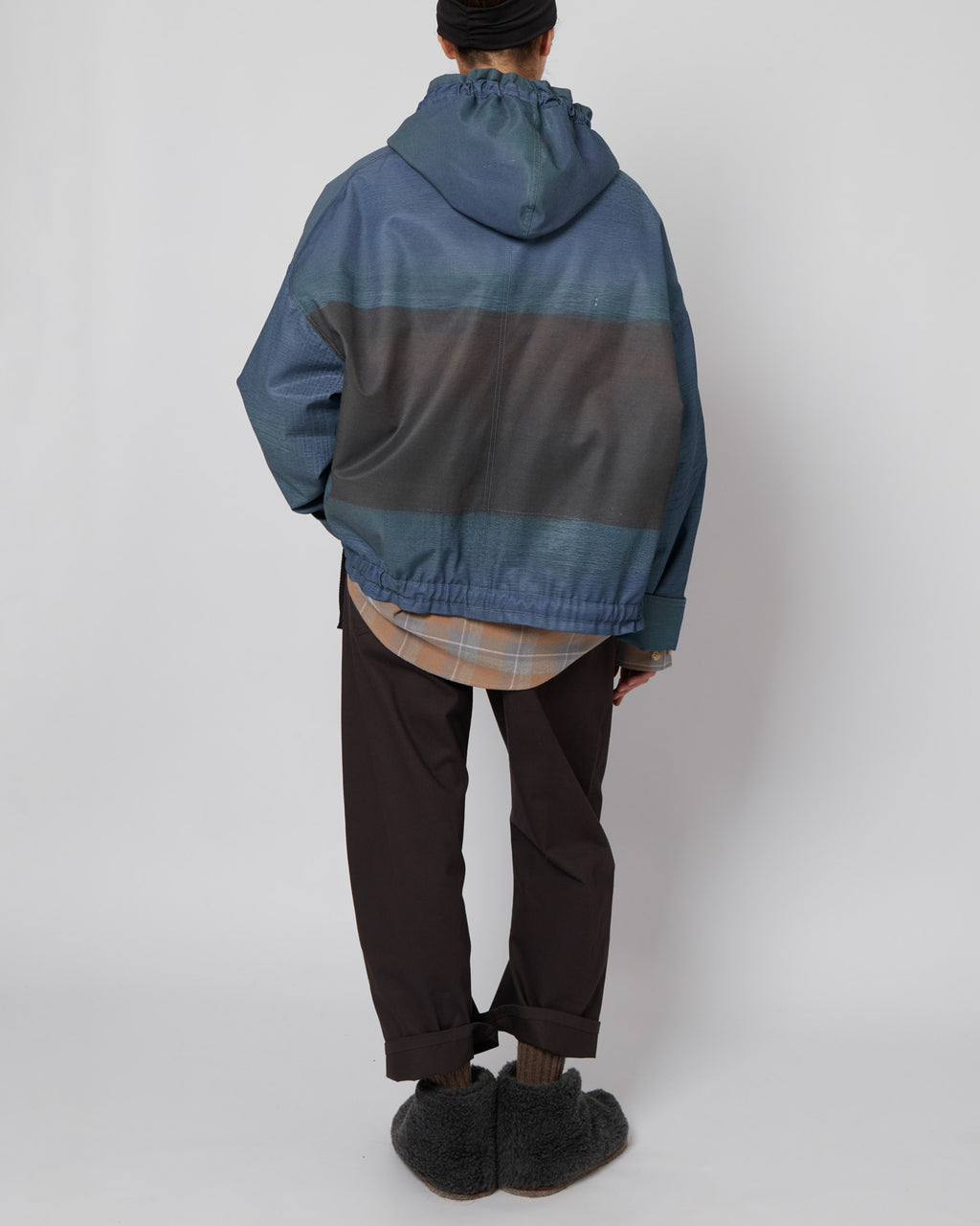 Blue Abstract Oversized Hooded Jacket