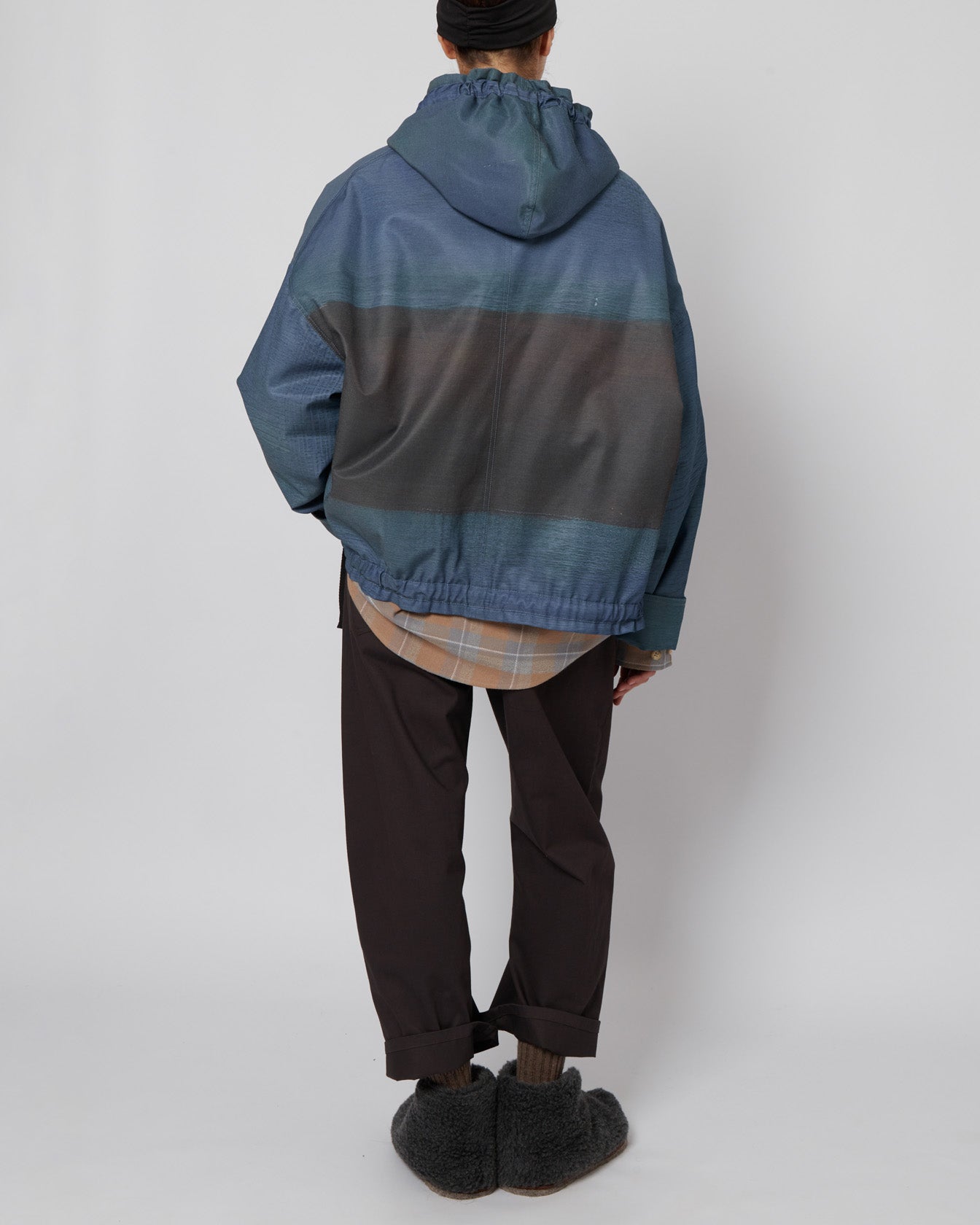 Blue Abstract Oversized Hooded Jacket