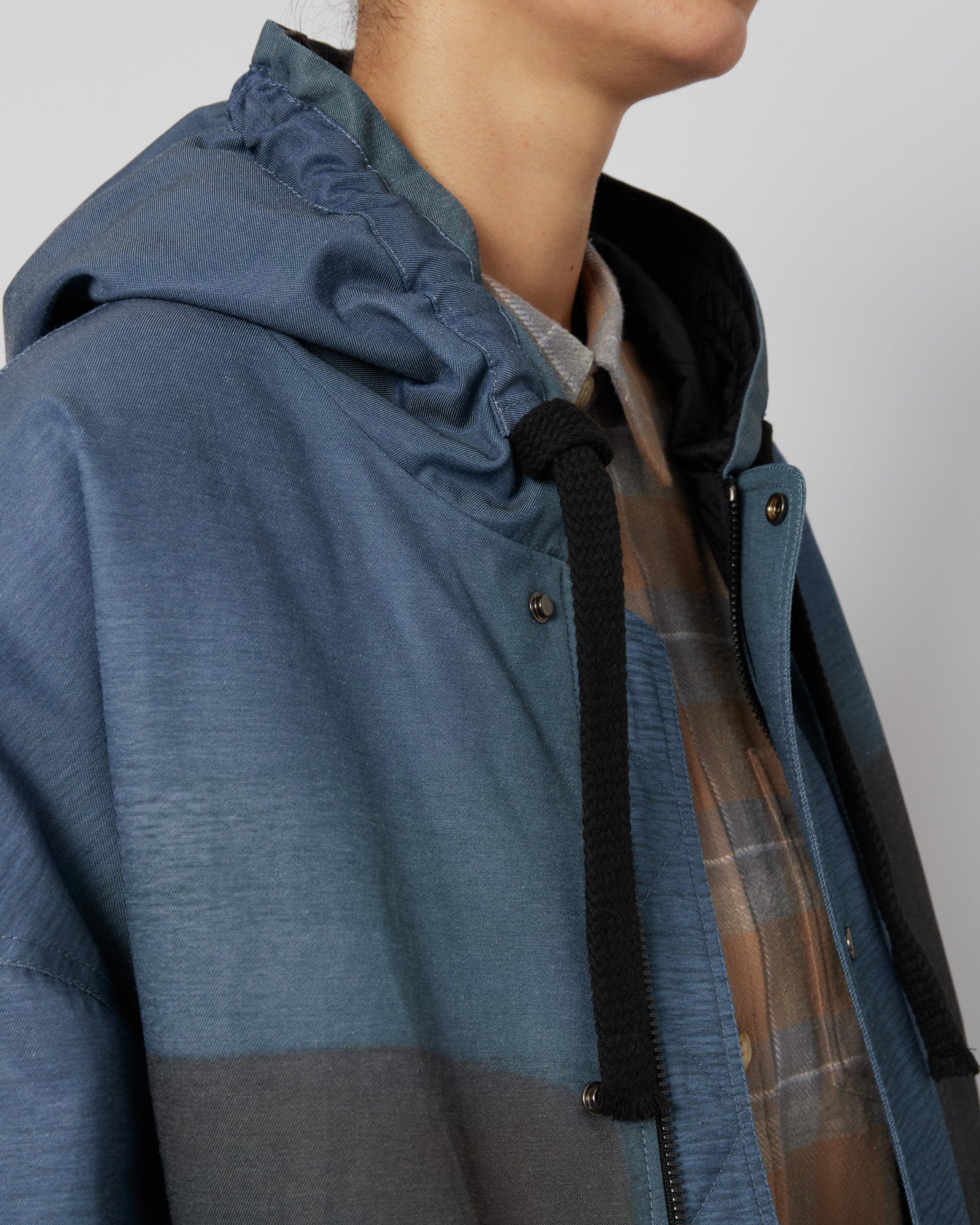 Blue Abstract Oversized Hooded Jacket