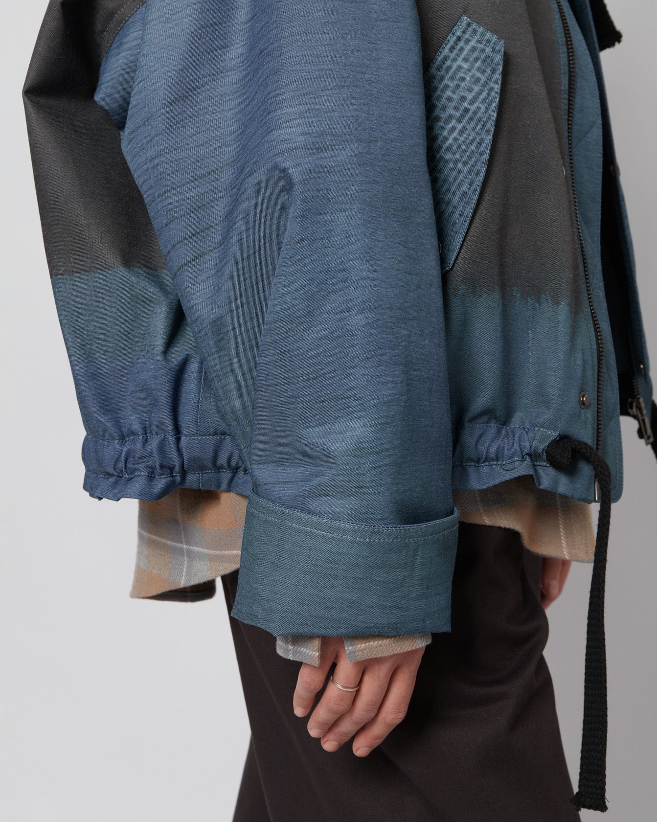 Blue Abstract Oversized Hooded Jacket