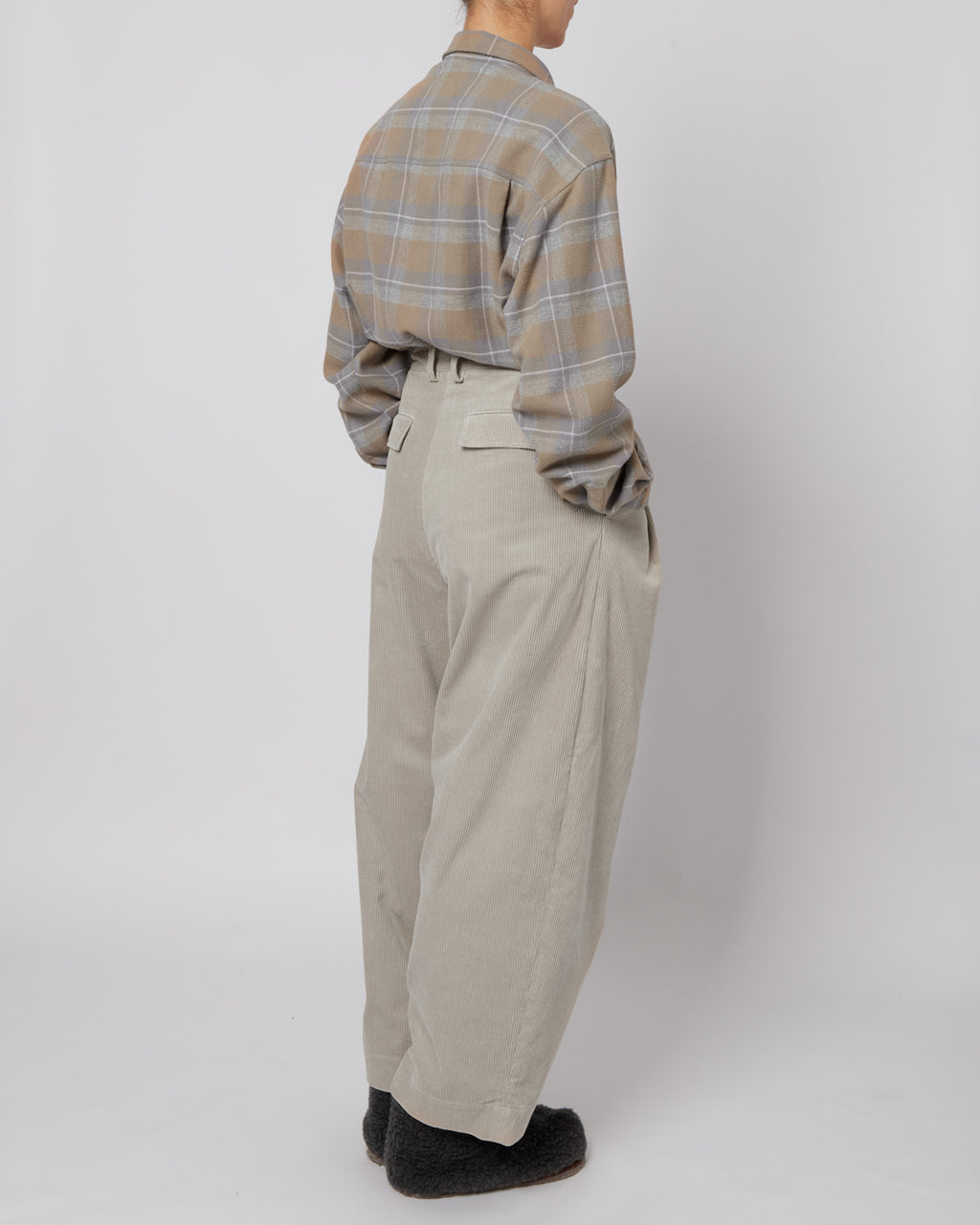 Tan & Slate Grey Plaid Flannel Shirt