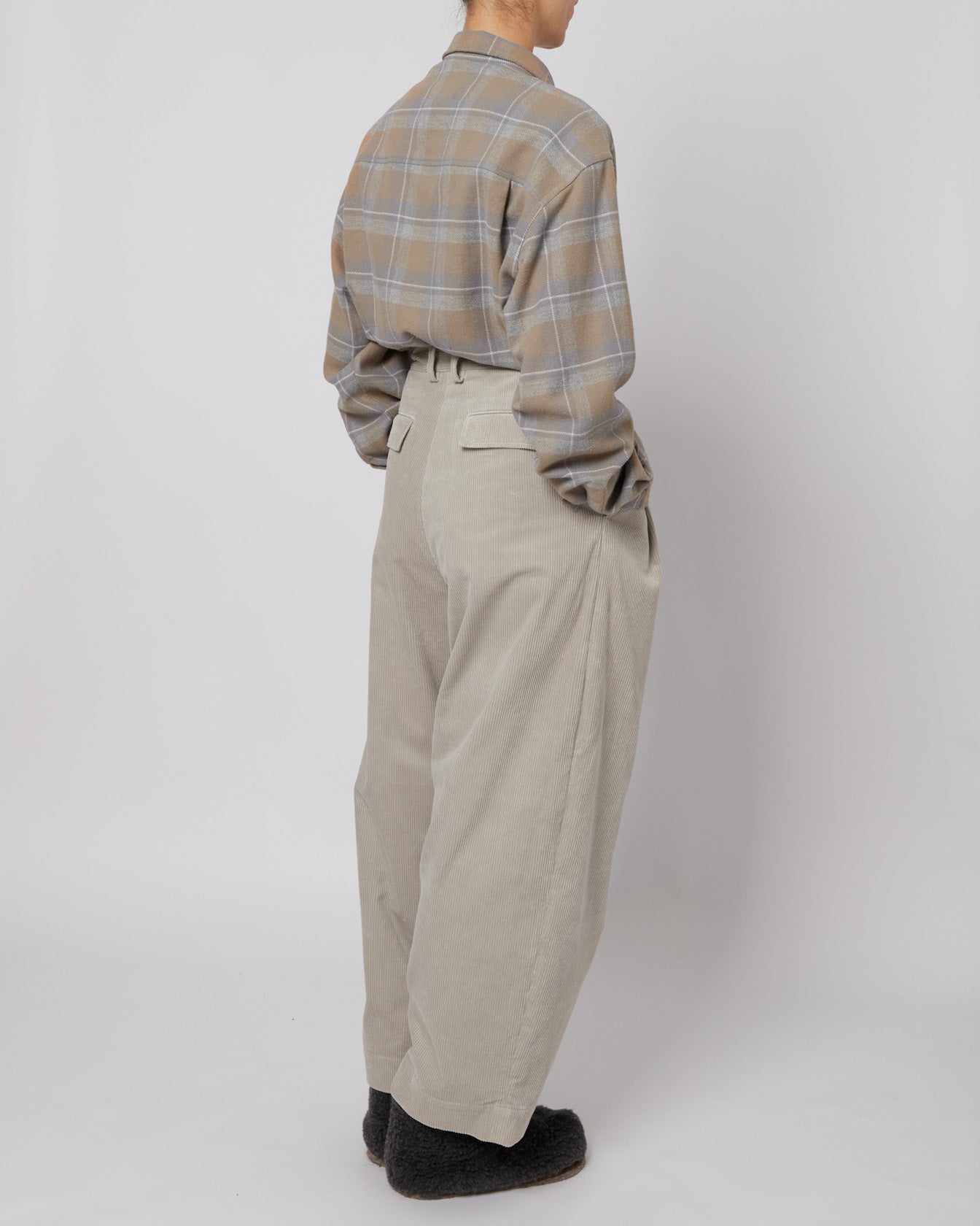 Tan & Slate Grey Plaid Flannel Shirt