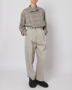 Tan & Slate Grey Plaid Flannel Shirt