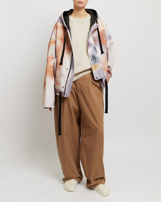 Multicolor Abstract Oversized Hooded Jacket