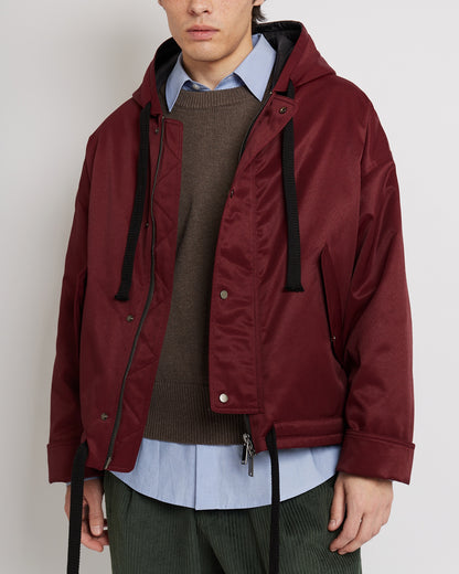 Burgundy Oversized Hooded Jacket