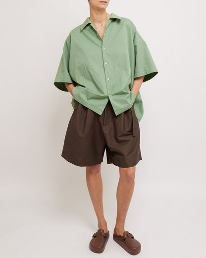 Milky Green Herringbone Short Sleeve Summer Shirt