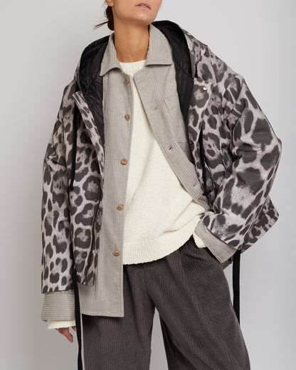 Snow Leopard Oversized Hooded Jacket