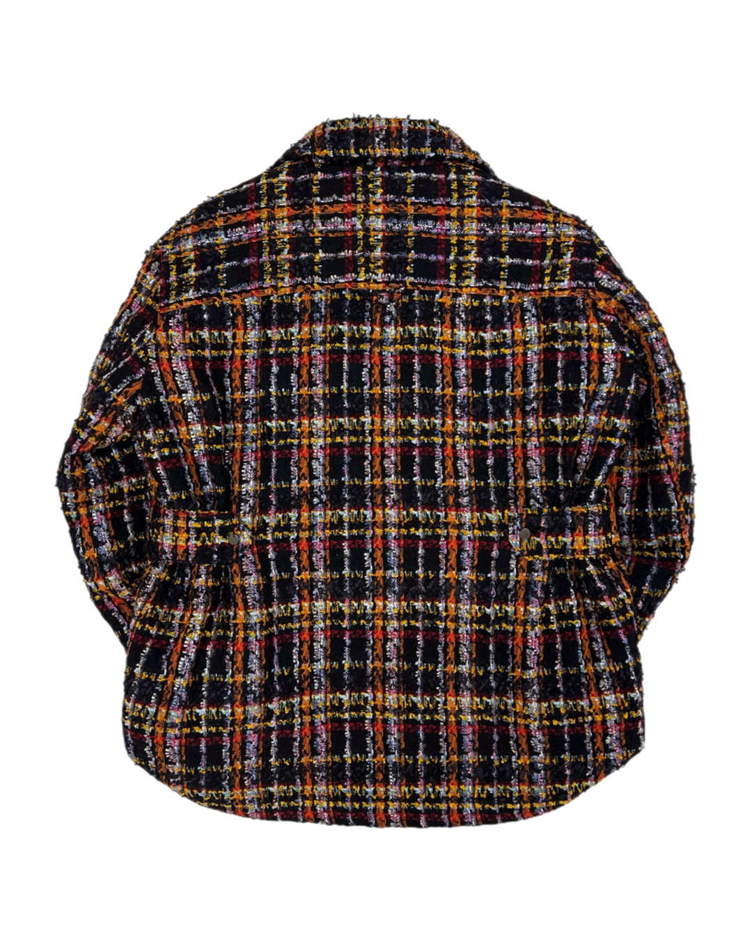 Black & Multicolor Plaid Tweed Oversized Shirt Jacket