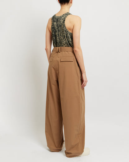 Caramel Belted Pleated Pants