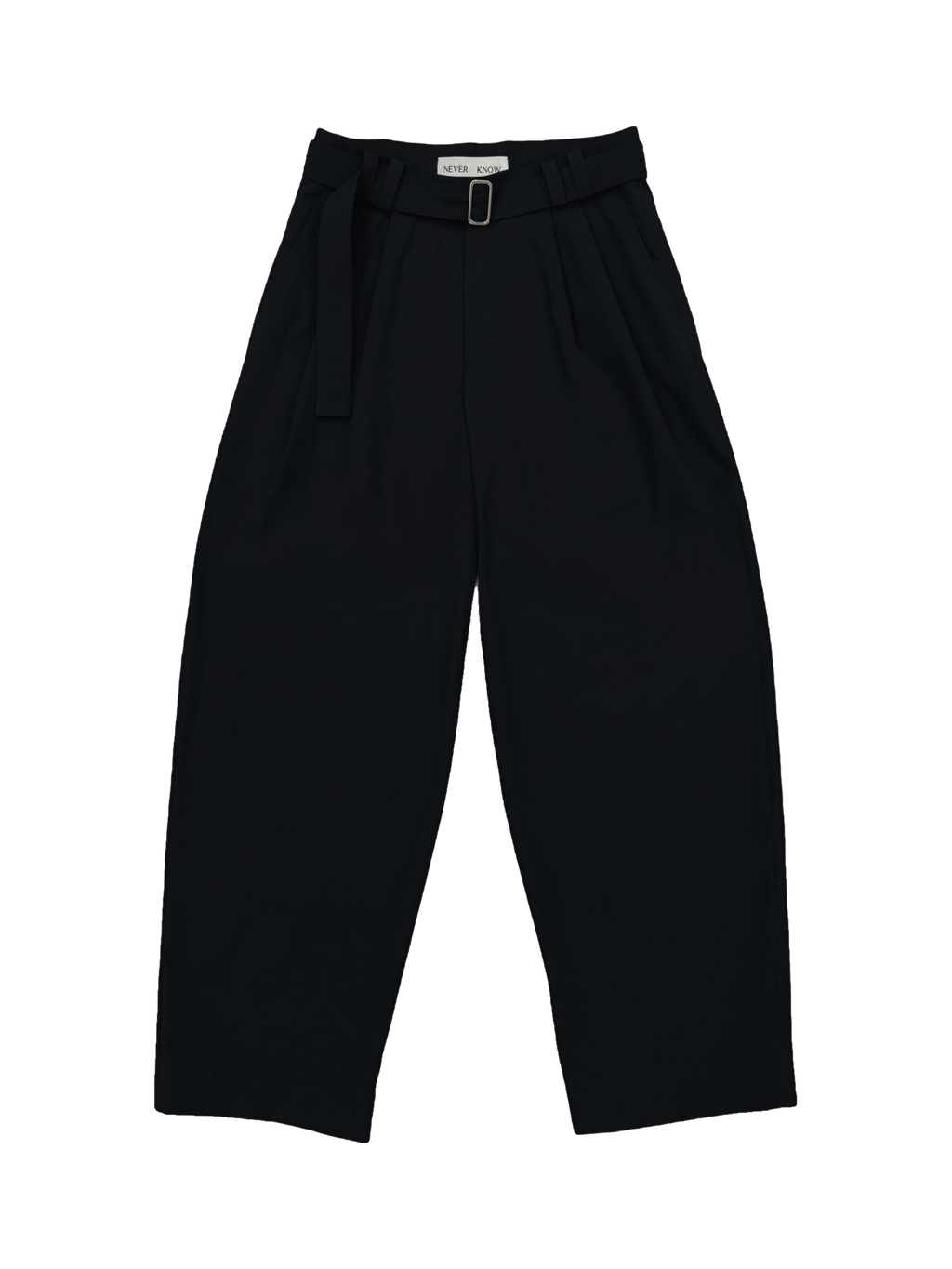 Dark Navy Belted Pleated Pants