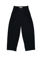 Dark Navy Belted Pleated Pants