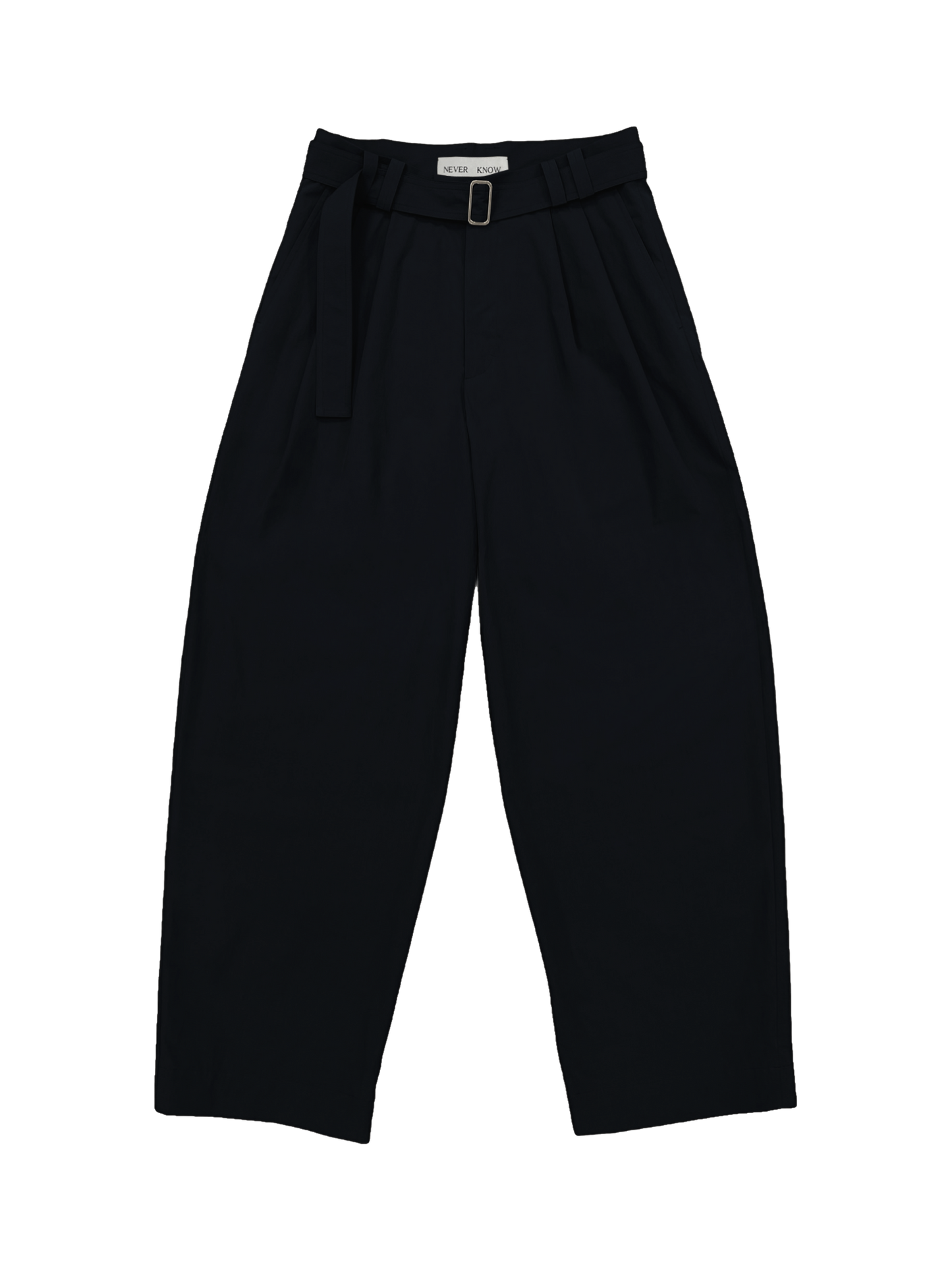 Dark Navy Belted Pleated Pants