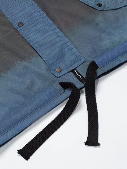 Blue Abstract Oversized Hooded Jacket