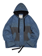 Blue Abstract Oversized Hooded Jacket