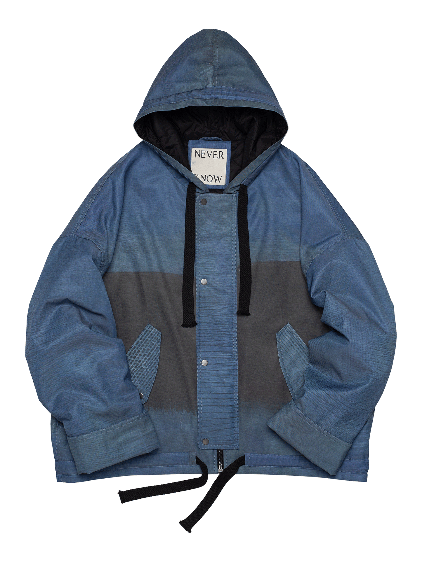 Blue Abstract Oversized Hooded Jacket