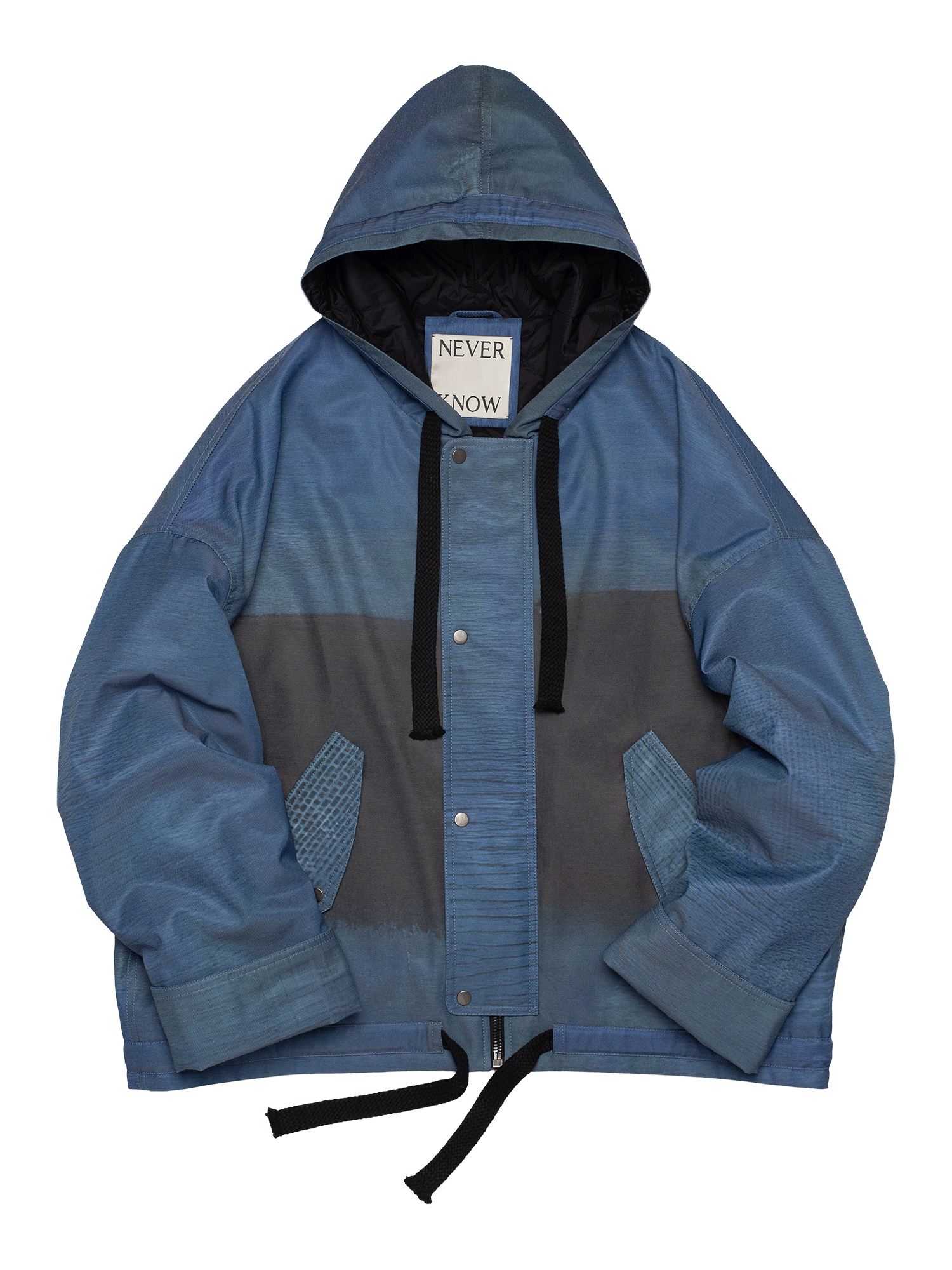 Blue Abstract Oversized Hooded Jacket