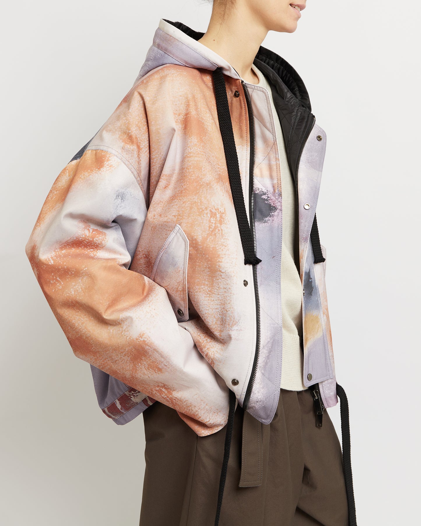 Multicolor Oversized Hooded Jacket