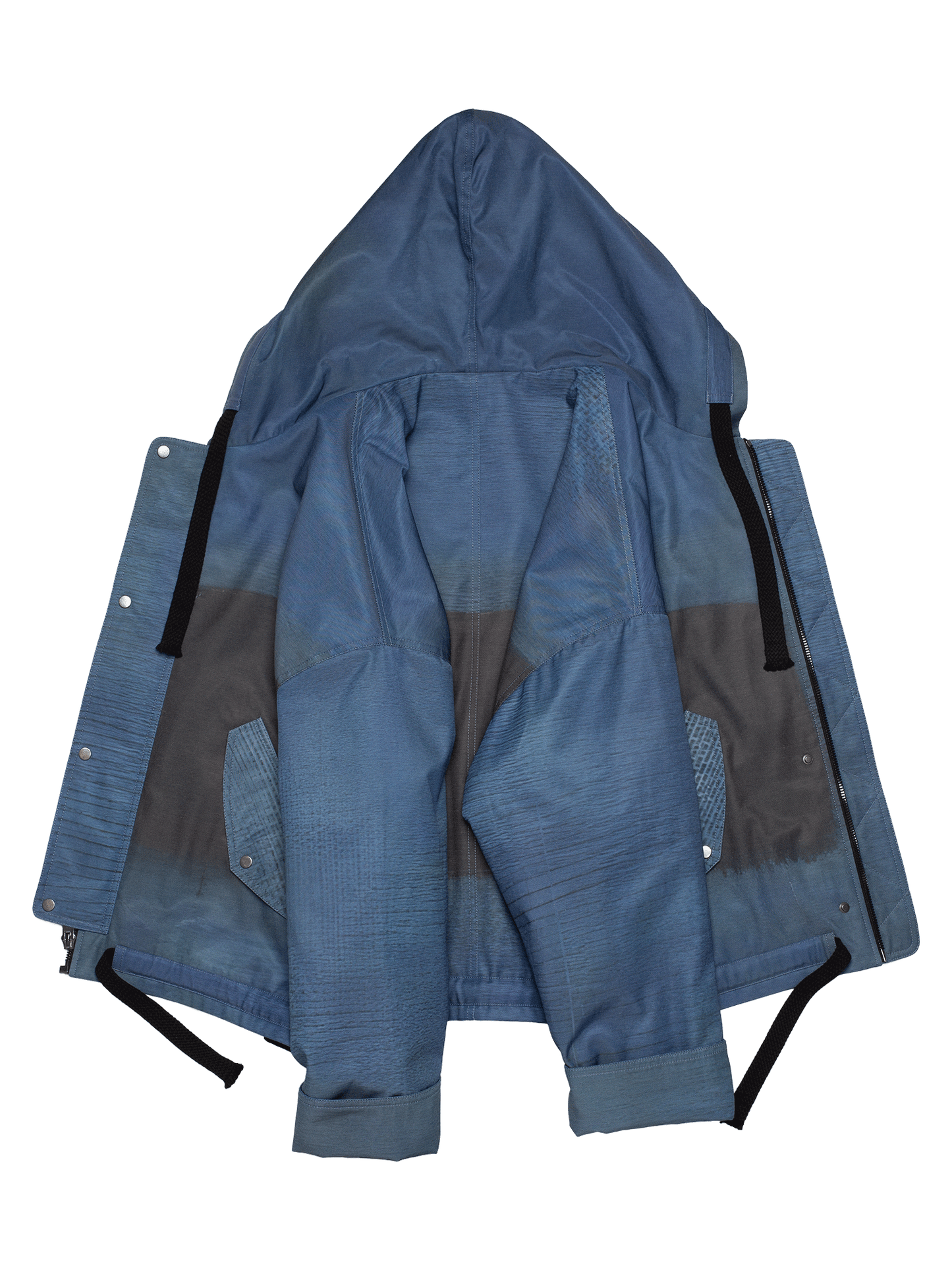 Blue Abstract Oversized Hooded Jacket