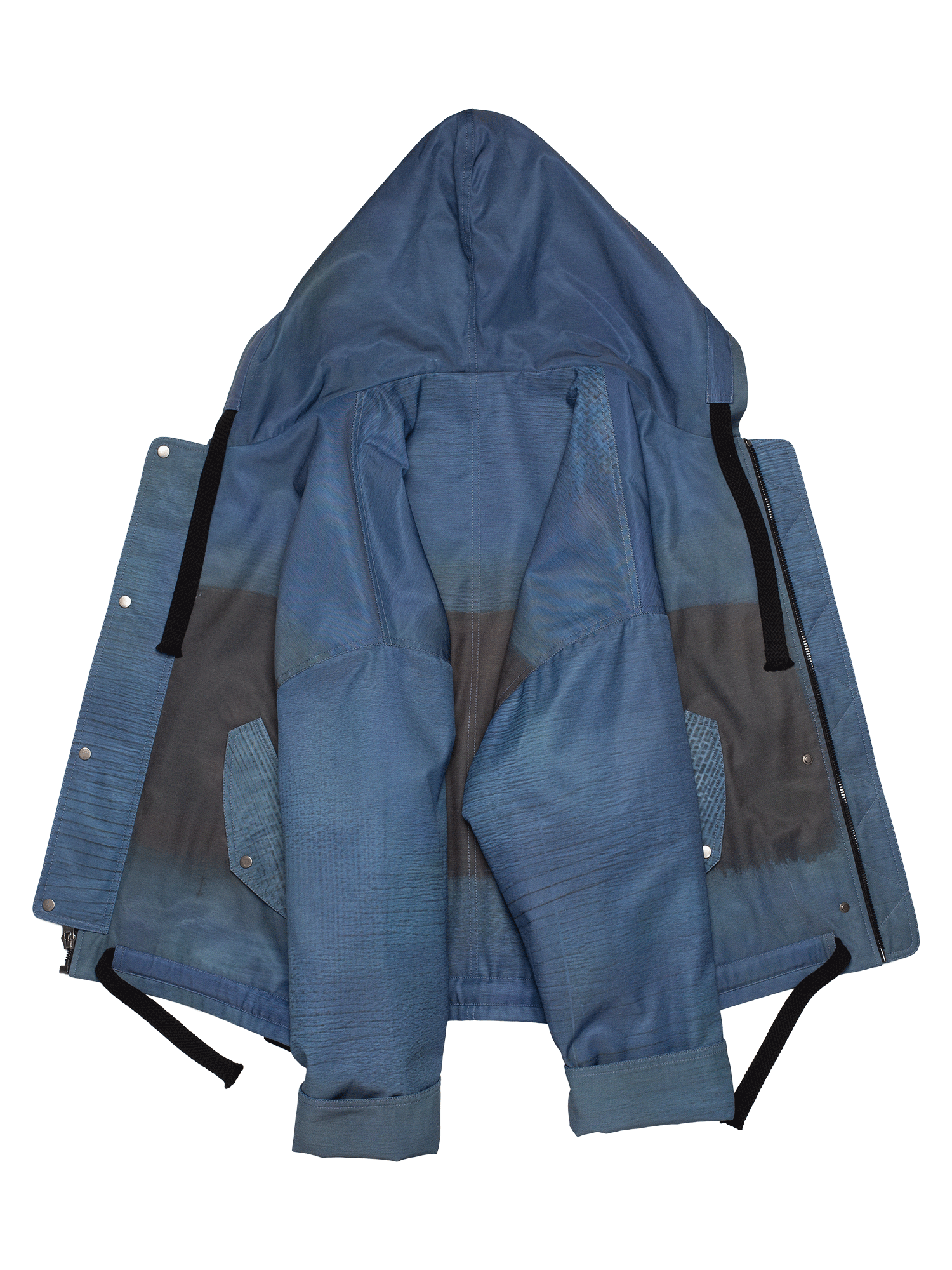 Blue Abstract Oversized Hooded Jacket