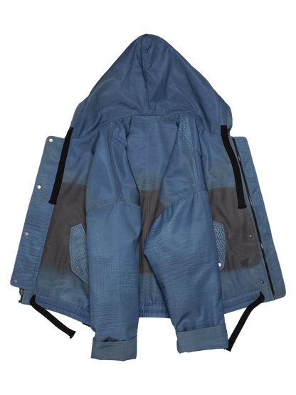 Blue Abstract Oversized Hooded Jacket