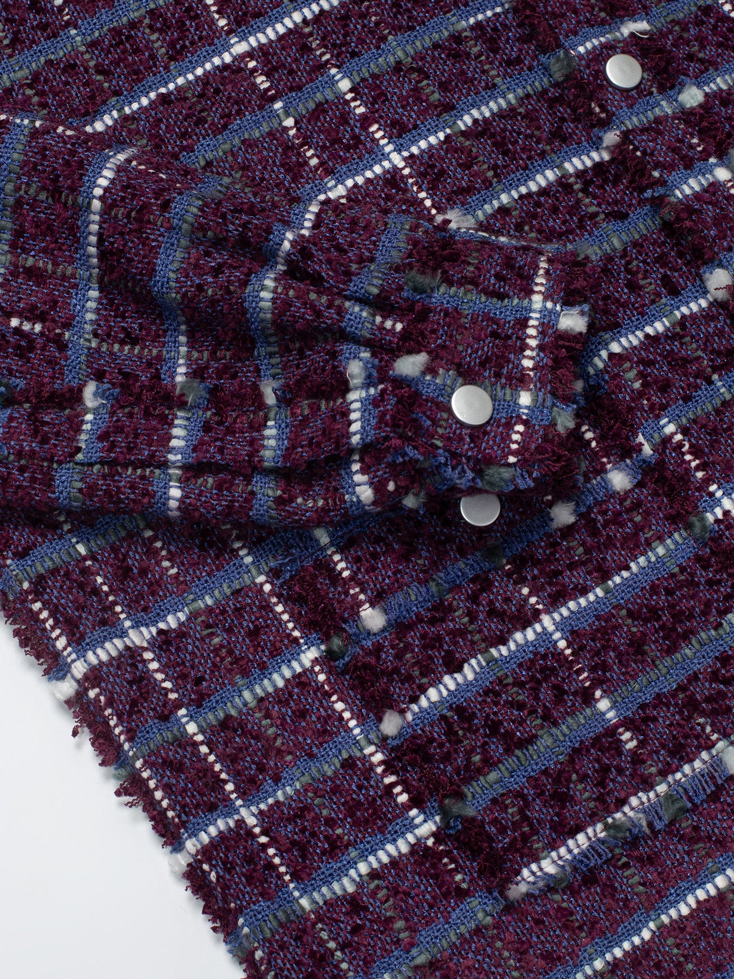 Purple Oversized Raw Cut Tweed Shirt