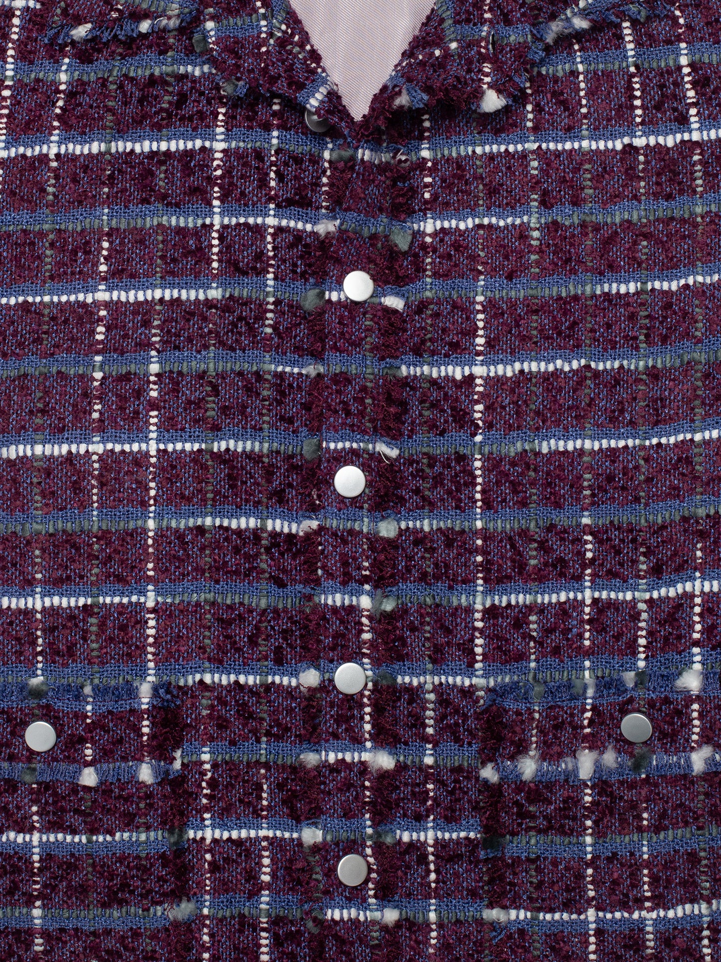 Purple Oversized Raw Cut Tweed Shirt