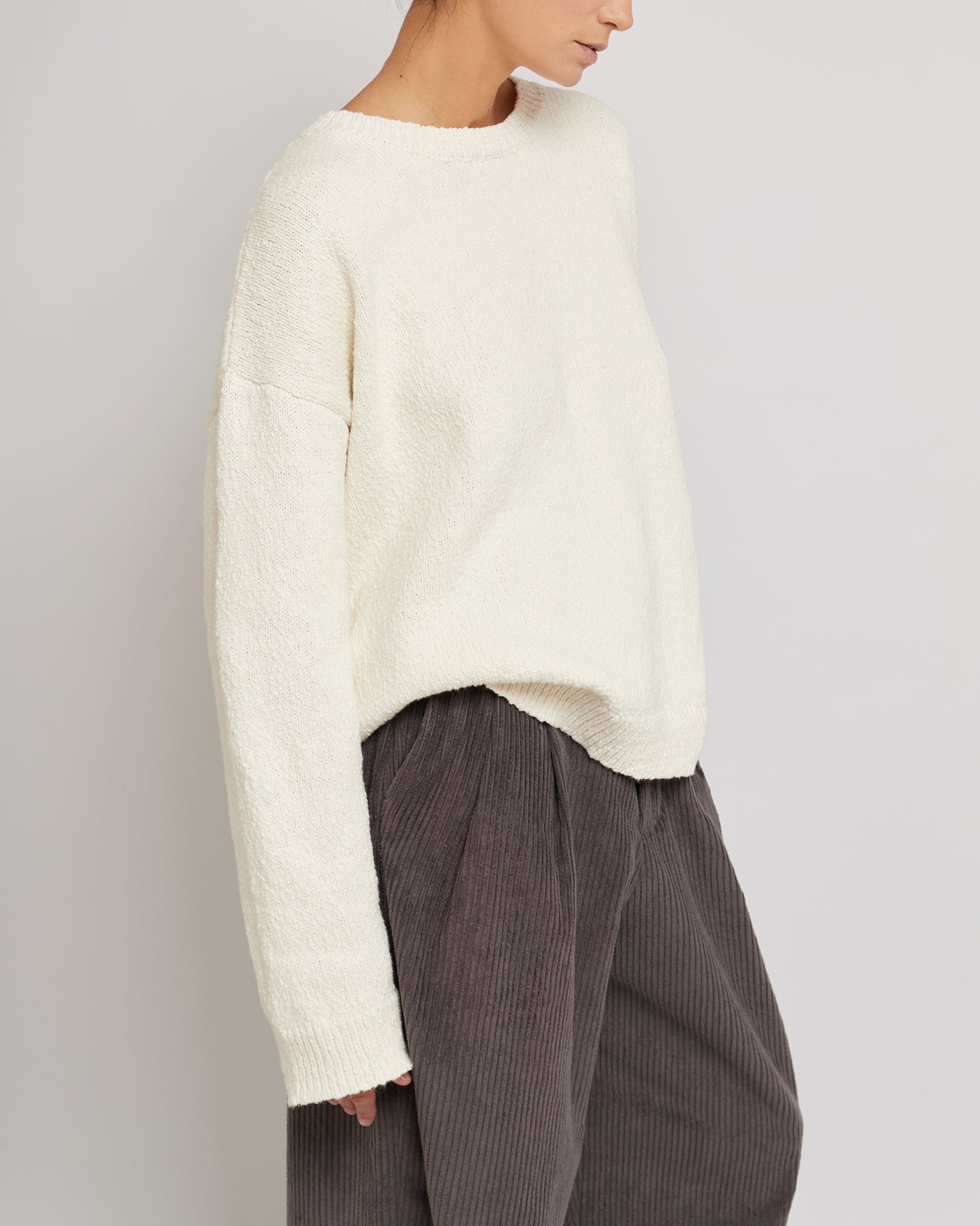 Cream White Oversized Organic Cotton Sweater