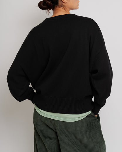 Caravaggio Black Cotton Crew Neck Sweater