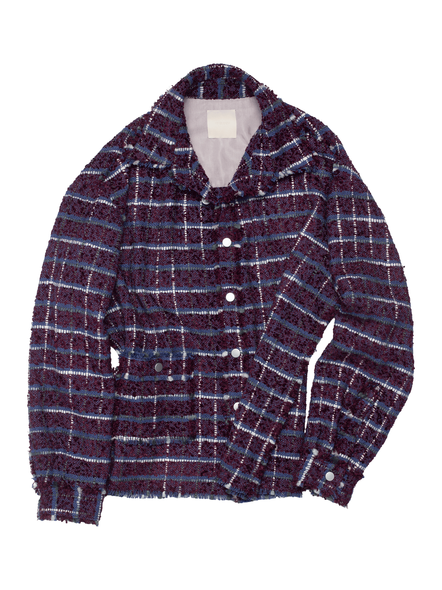 Purple Oversized Raw Cut Tweed Shirt